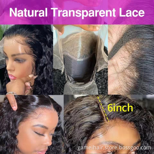 Wholesale 4*4" 13*6" long Deep Wave Lace Frontal Closure Wig Vendor Natural Virgin Brazilian Human Hair Transparent Lace Wig